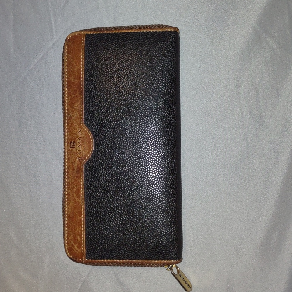 Authentic Vintage Balmain Pebbled Leather Wallet
